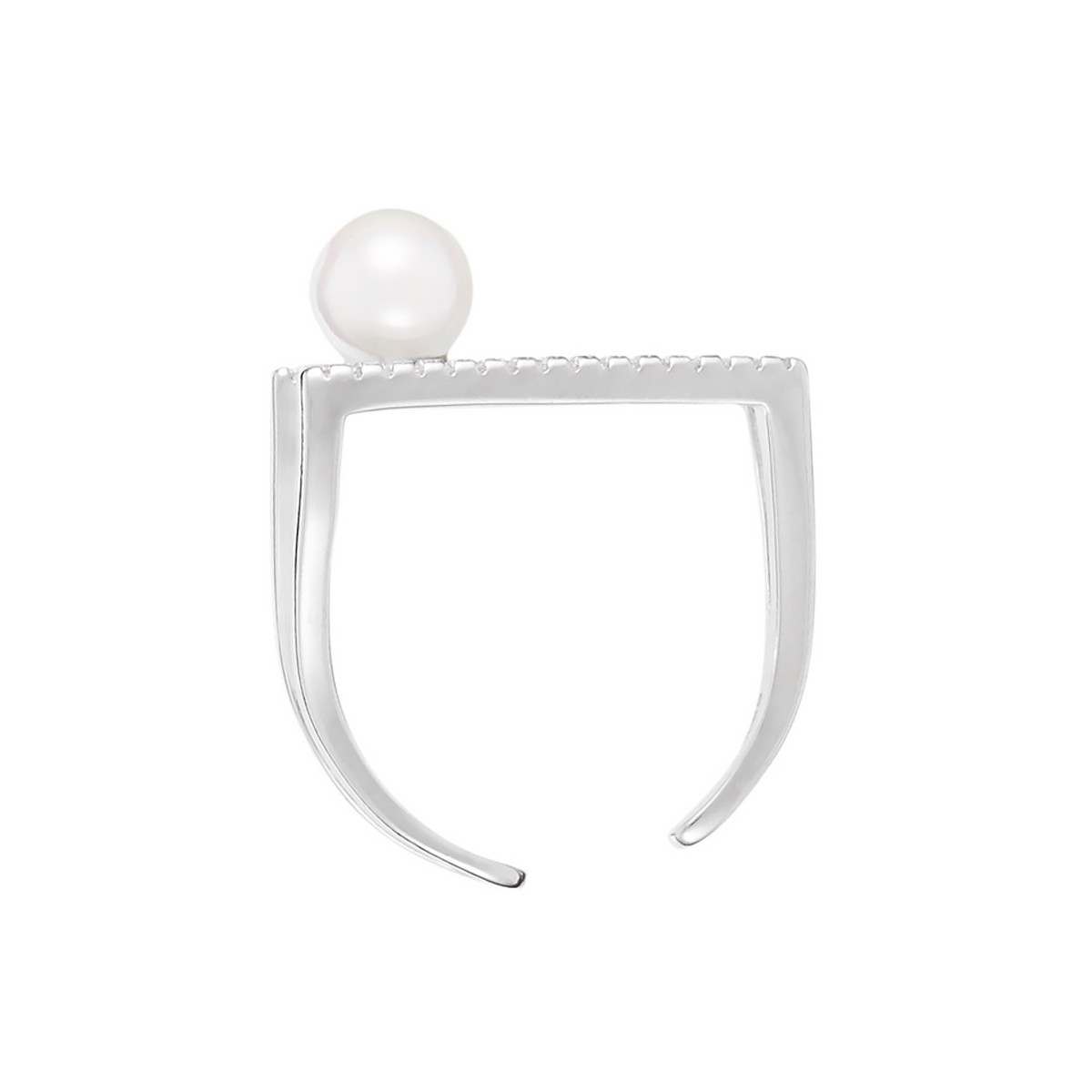 Bague en argent et oxydes de zirconium "Perla Siola" Bague en argent "PERLA SIOLA", oxydes de zirconium et perle de culture blanche