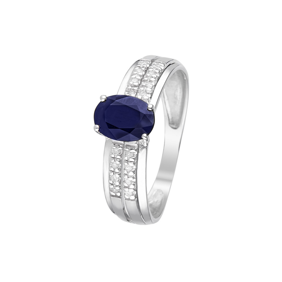 Bague Or Blanc et Diamants 0,05 carats et Saphir 1 carats "Rimatara" Bague "Rimatara Saphir" Or blanc et Diamants