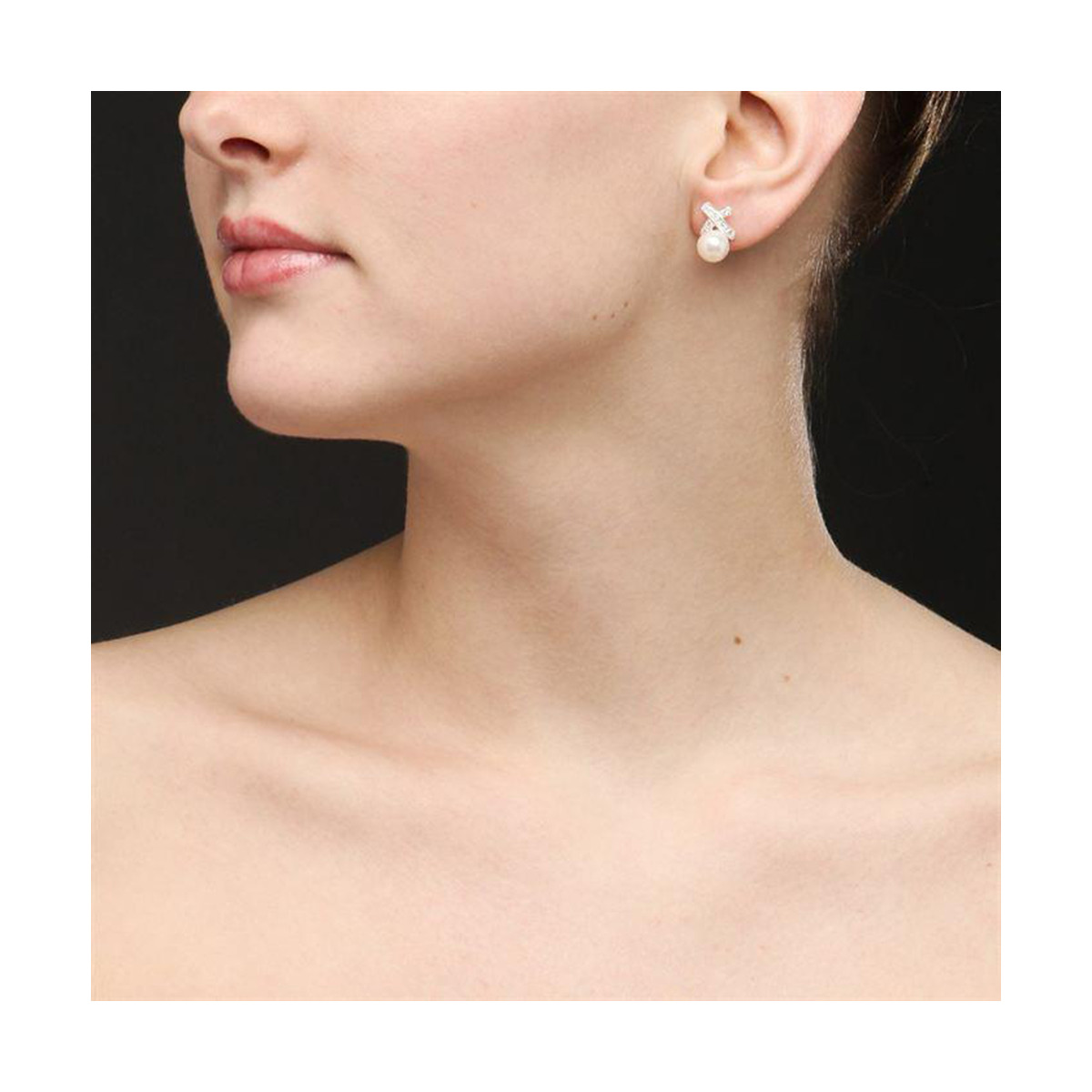 Boucles d'oreilles en Perles de culture Blanche et Argent "Ruban" Boucles d'oreilles en Perles de culture Blanche et Argent "Ruban"