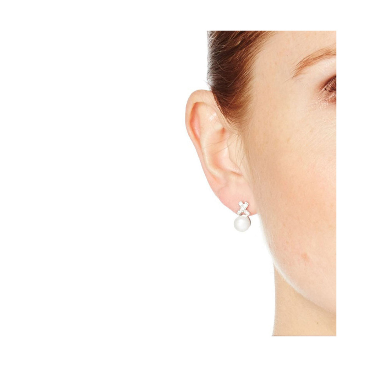 Boucles d'oreilles en Perles de culture Blanche et Argent "Ruban" Boucles d'oreilles en Perles de culture Blanche et Argent "Ruban"