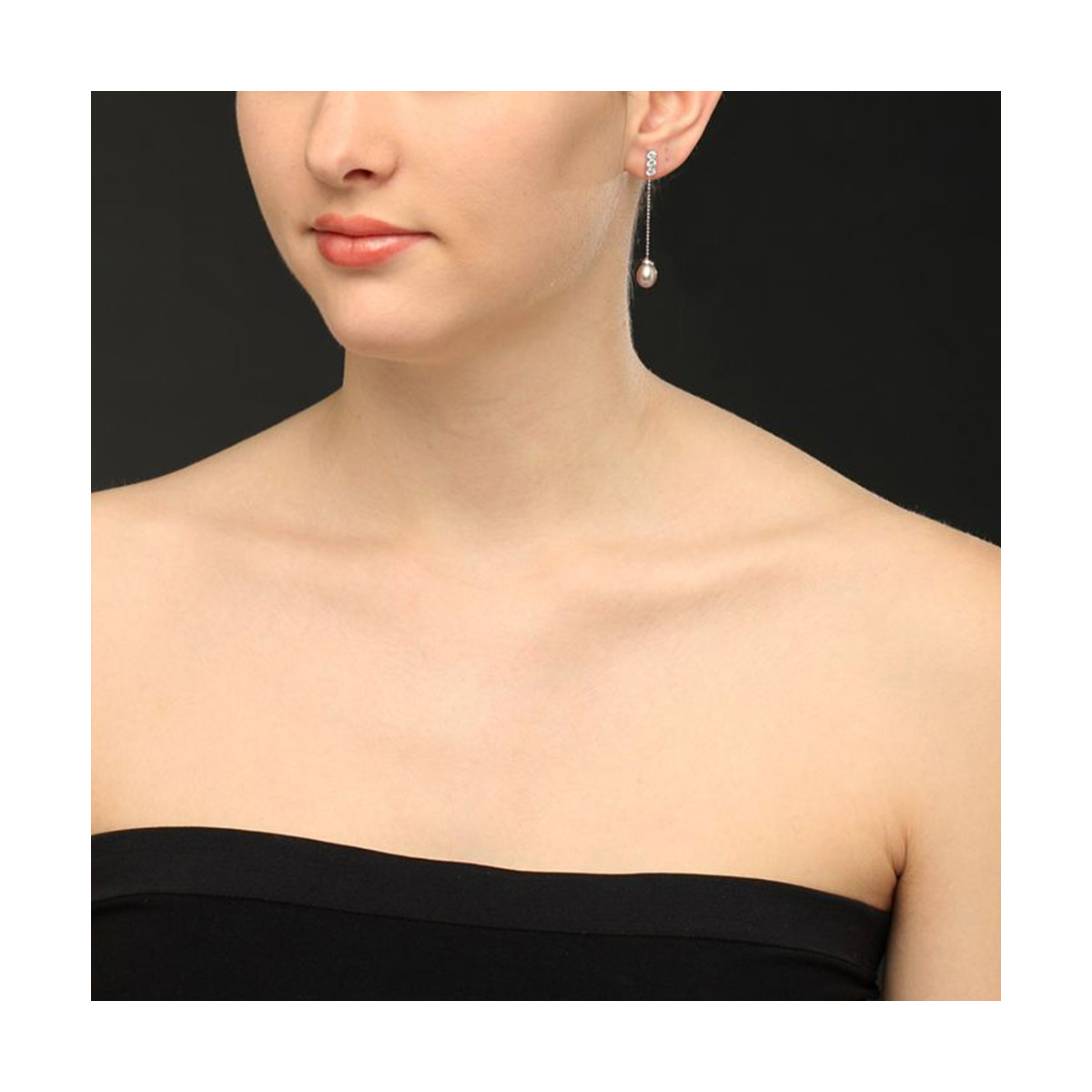 Boucles d'oreilles Argent, oxydes de zirconium et Perles de Culture Roses "Single Pearl" Boucles d'oreilles Argent, oxydes de zirconium et Perles de Culture Roses "Single Pearl"