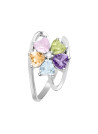 Bague Or Blanc et Diamants 0,02 carats et Améthyste,Topaze Rose, Tourmaline ,Citrine et Peridot 1,51 carats "Color Explosion"