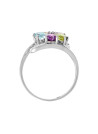 Bague Or Blanc et Diamants 0,02 carats et Améthyste,Topaze Rose, Tourmaline ,Citrine et Peridot 1,51 carats "Color Explosion"