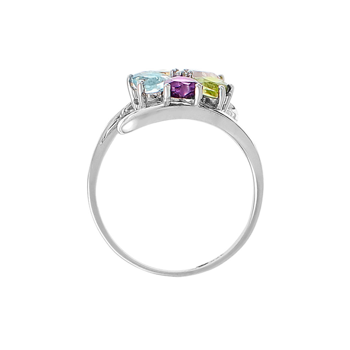 Bague Or Blanc et Diamants 0,02 carats et Améthyste,Topaze Rose, Tourmaline ,Citrine et Peridot 1,51 carats "Color Explosion" Bague " Eglantine" Or blanc et Multipierres