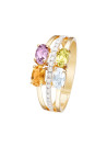 Bague Or Jaune, Diamants 0,1 carats, Peridot, Topaze, Amethyste et Citrine 1,07 carats "Cayuga"