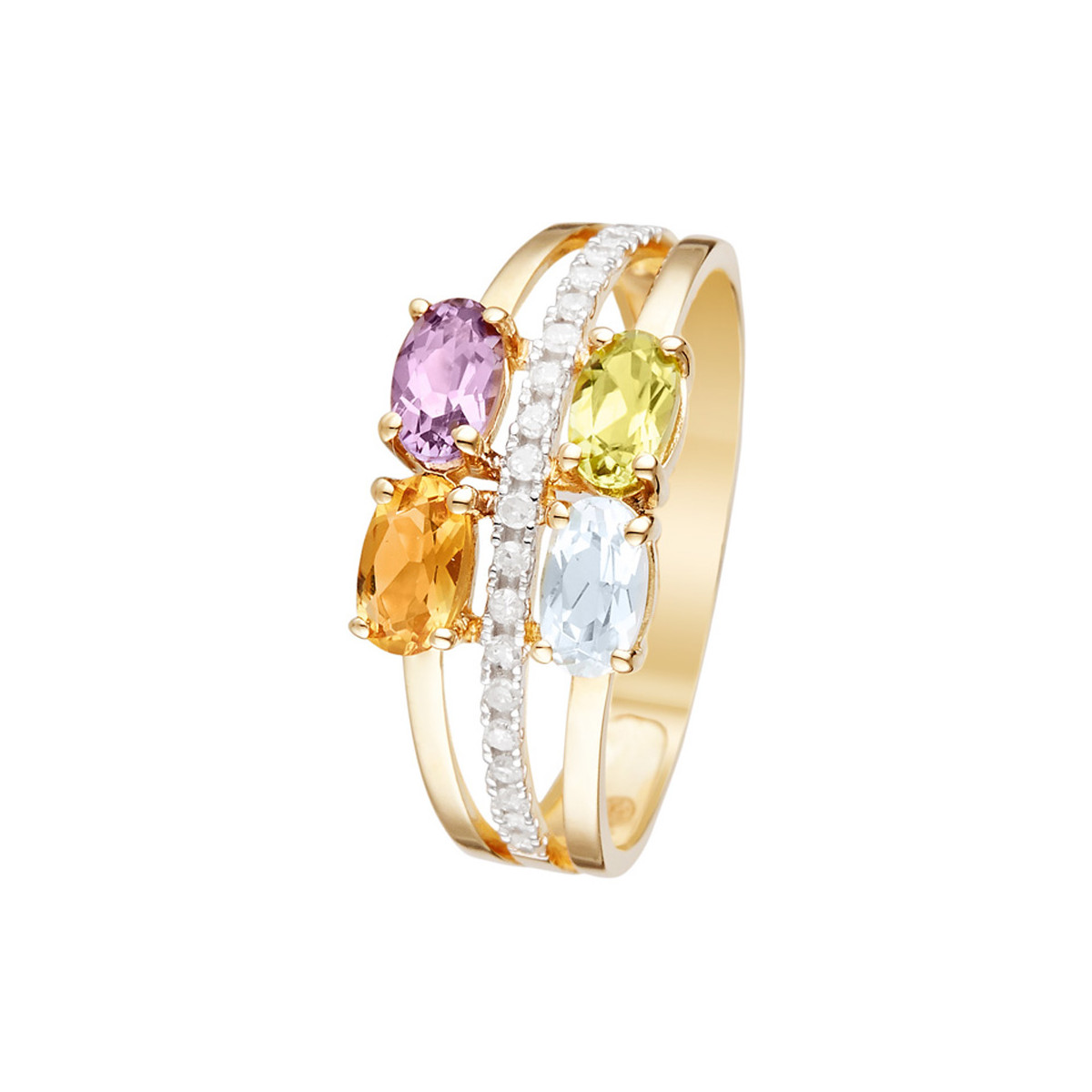 Bague " Fanny" Or jaune et Multipierres