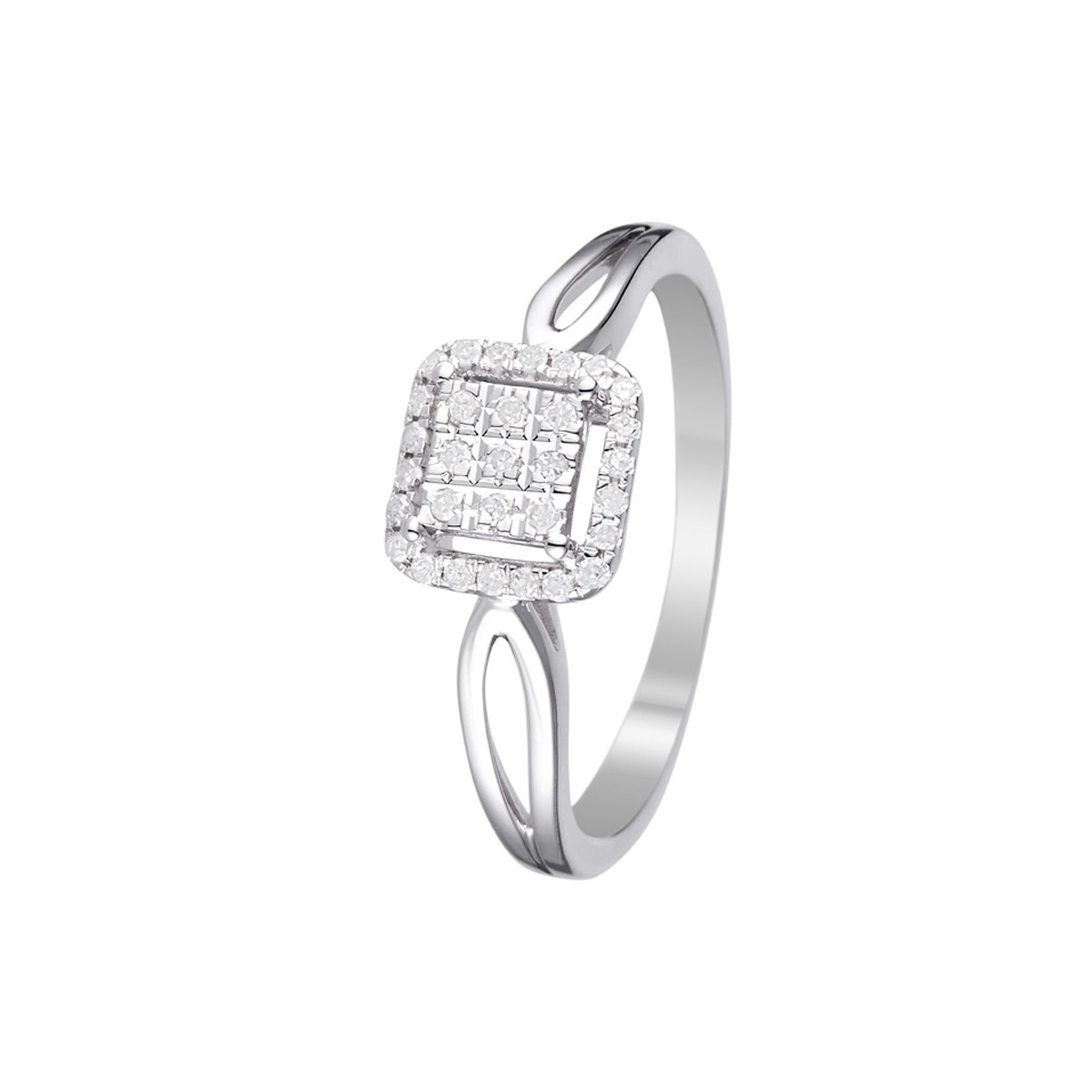 Bague Or Blanc et Diamants 0,15 carats "L'amour au carré" Bague "L'amour au carré" Or blanc et Diamants