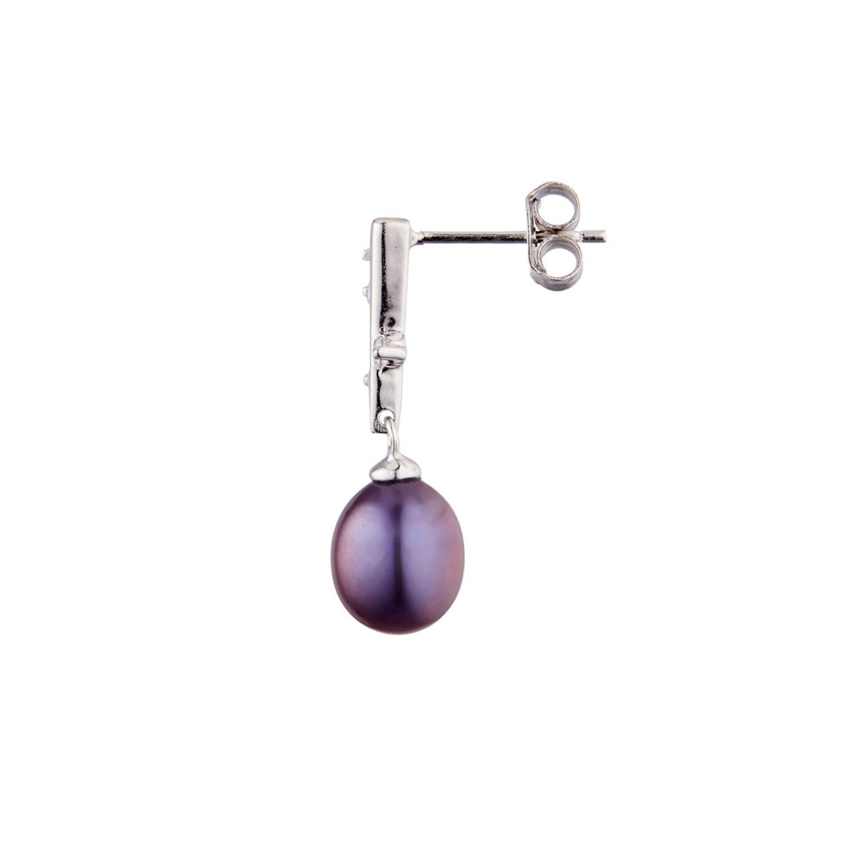 Boucles d'oreilles argent, oxydes de zirconium et Perle de culture Noire "Cherry" Boucles d'oreilles argent, oxydes de zirconium et Perle de culture Noire "Cherry"