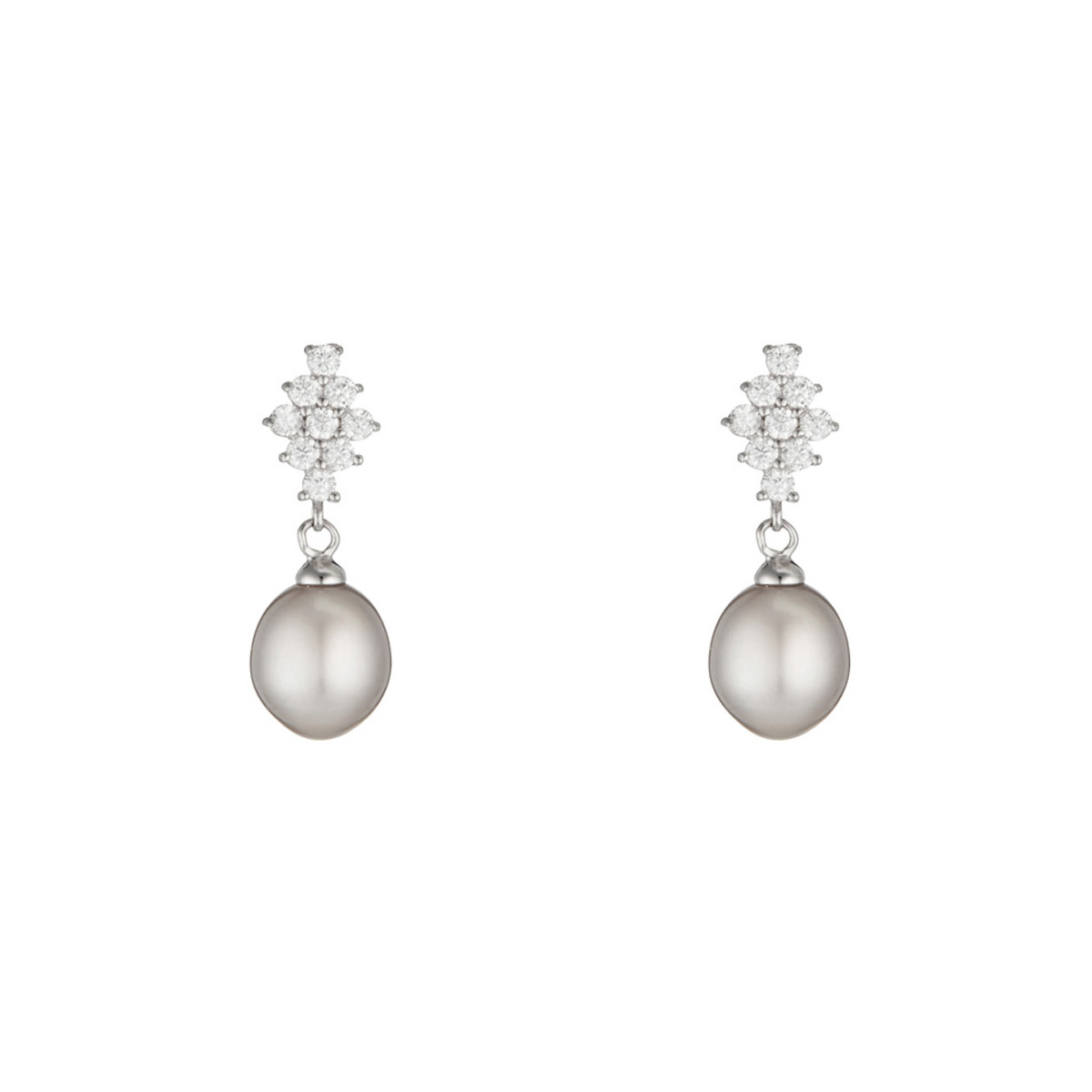 Boucles d'oreilles argent, oxydes de zirconium et Perles de culture Grises "Fleurs Perlées" Boucles d'oreilles argent, oxydes de zirconium et Perles de culture Grises "Fleurs Perlées"