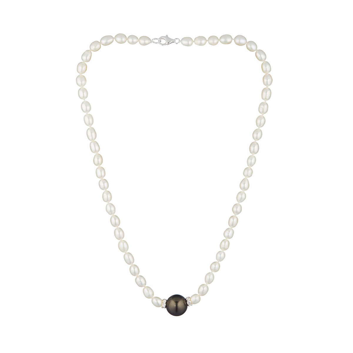 Collier argent, oxydes de zirconium et Perles de culture Blanches et Noires "Jolie Nacre " Collier argent, oxydes de zirconium et Perles de culture Blanches et Noires "Jolie Nacre "