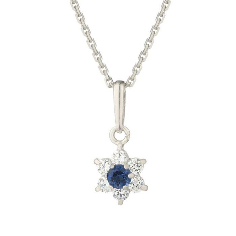 Pendentif Or Blanc et oxydes de zirconium "Le Messager bleu" Pendentif Or Blanc et oxydes de zirconium "Le Messager bleu"
