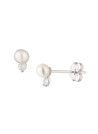 Boucles d'oreilles Or Blanc et Perles de culture blanche "Uni"