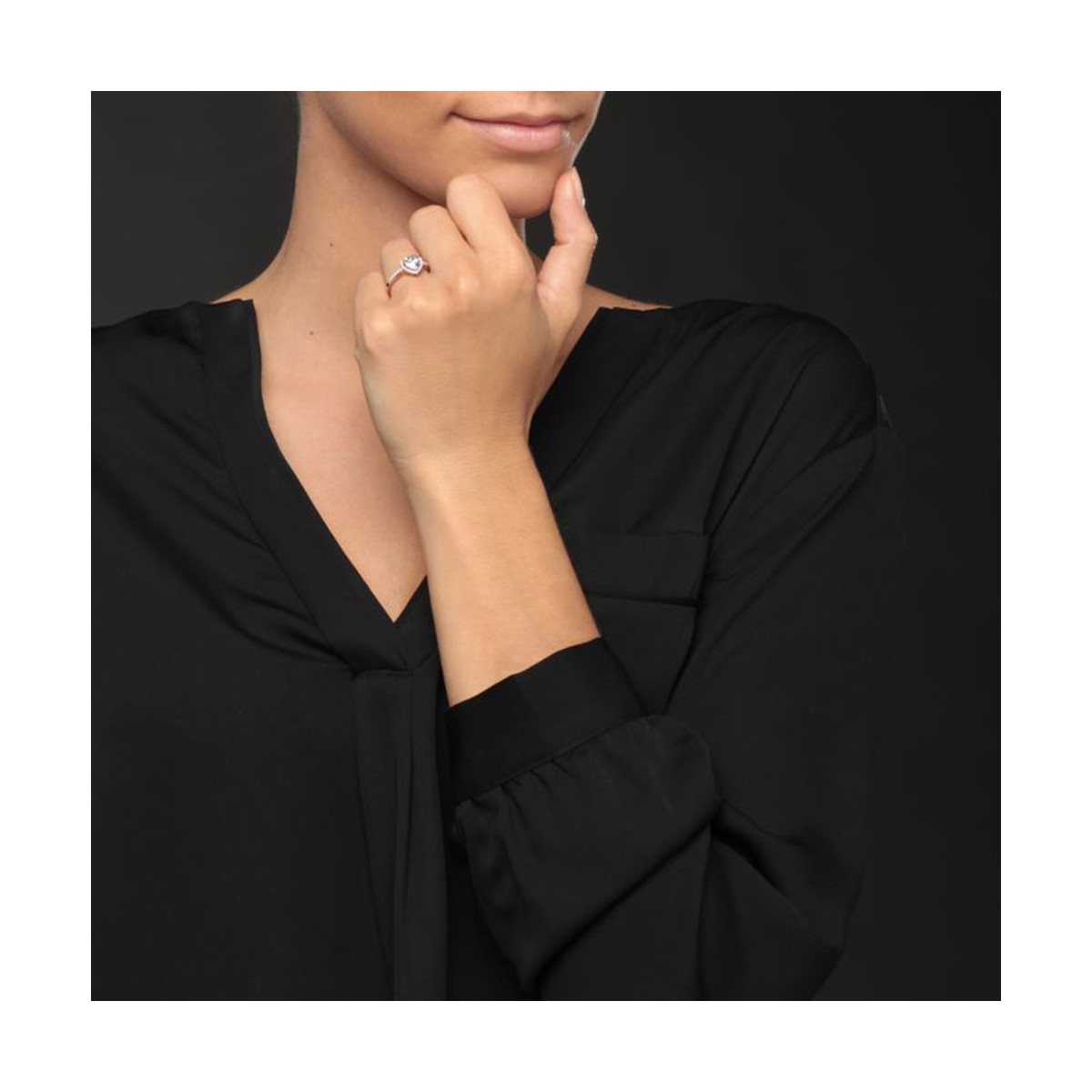 Bague vermeil rose et oxydes de zirconium "Brillant Cœur" Bague vermeil rose et oxydes de zirconium "Brillant Coeur"