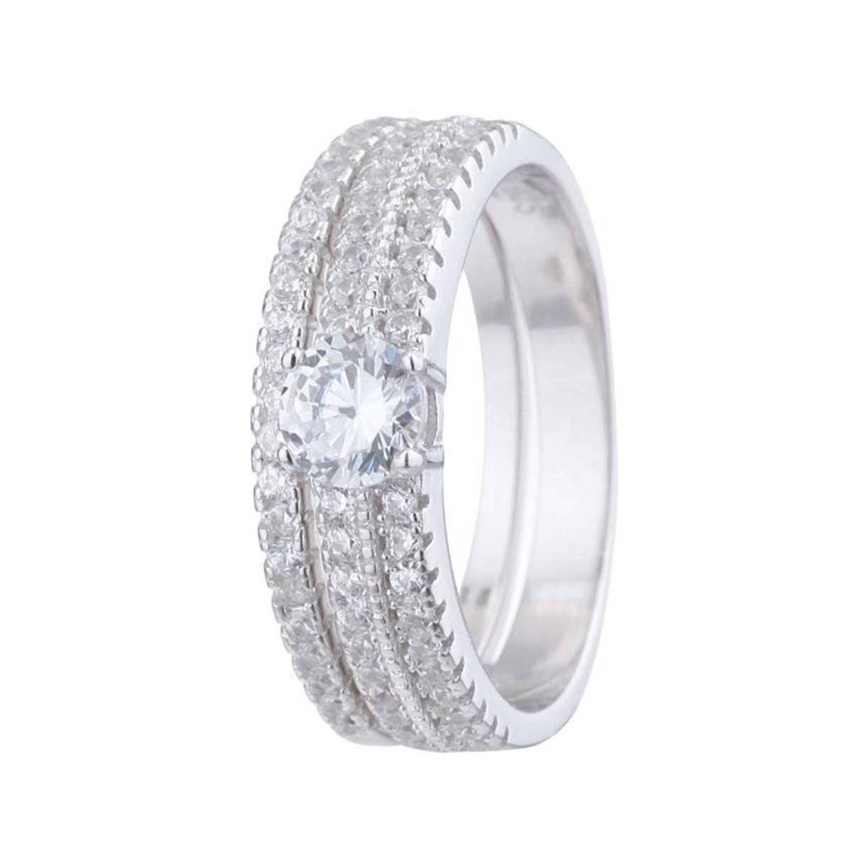 Bague en argent et oxydes de zirconium "Tour Brillant" Bague Alliance "Tour Brillant" Argent 925