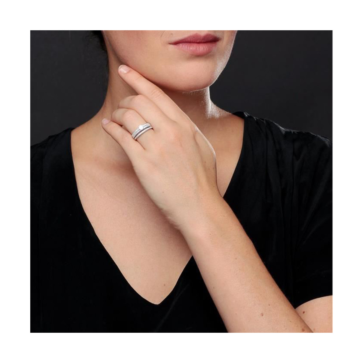 Bague en argent et oxydes de zirconium "Tour Brillant" Bague Alliance "Tour Brillant" Argent 925