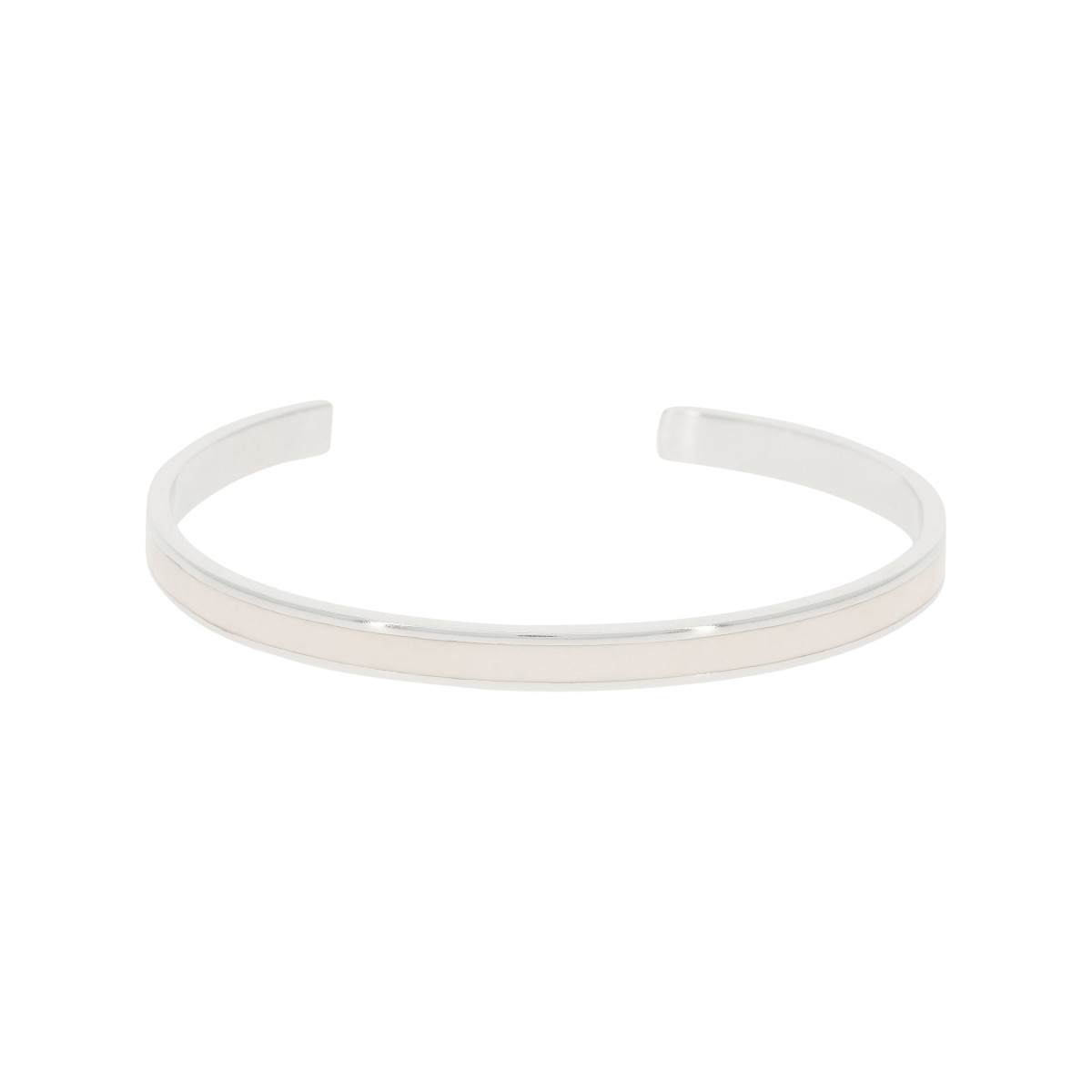 Bracelet jonc ouvert Émail blanc finition argentée Bracelet jonc ouvert "CORFOU" Émail blanc finition argentée