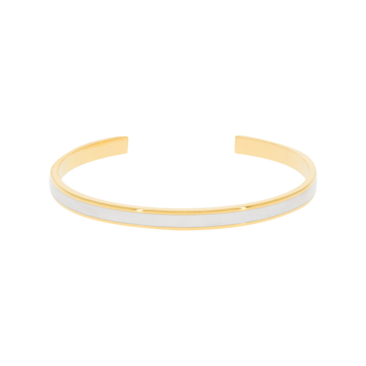 Bracelet jonc ouvert "CORFOU" Émail blanc finition dorée Bracelet jonc ouvert "CORFOU" Émail blanc finition dorée