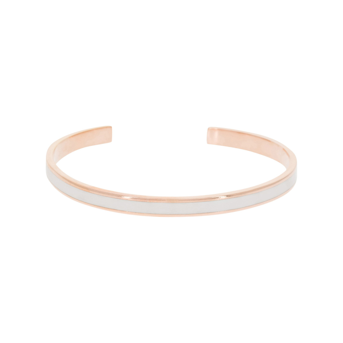 Bracelet jonc ouvert CORFOU Émail blanc finition rosée Bracelet jonc ouvert "CORFOU" Émail blanc finition rosée