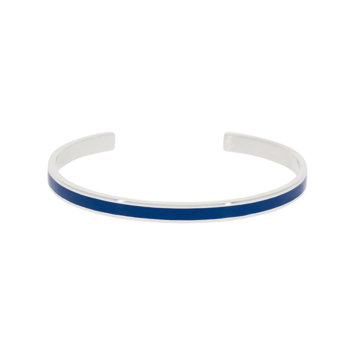 Bracelet jonc ouvert "CORFOU" Émail bleu finition argentée