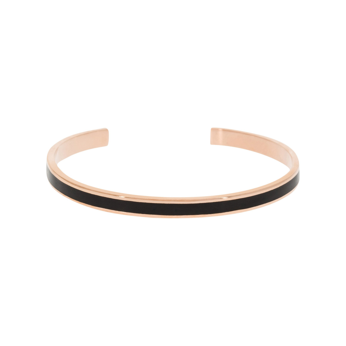 Bracelet manchette jonc ouvert Émail noir finition rosée Bracelet Jonc PICTORIA émail noir finition rosée