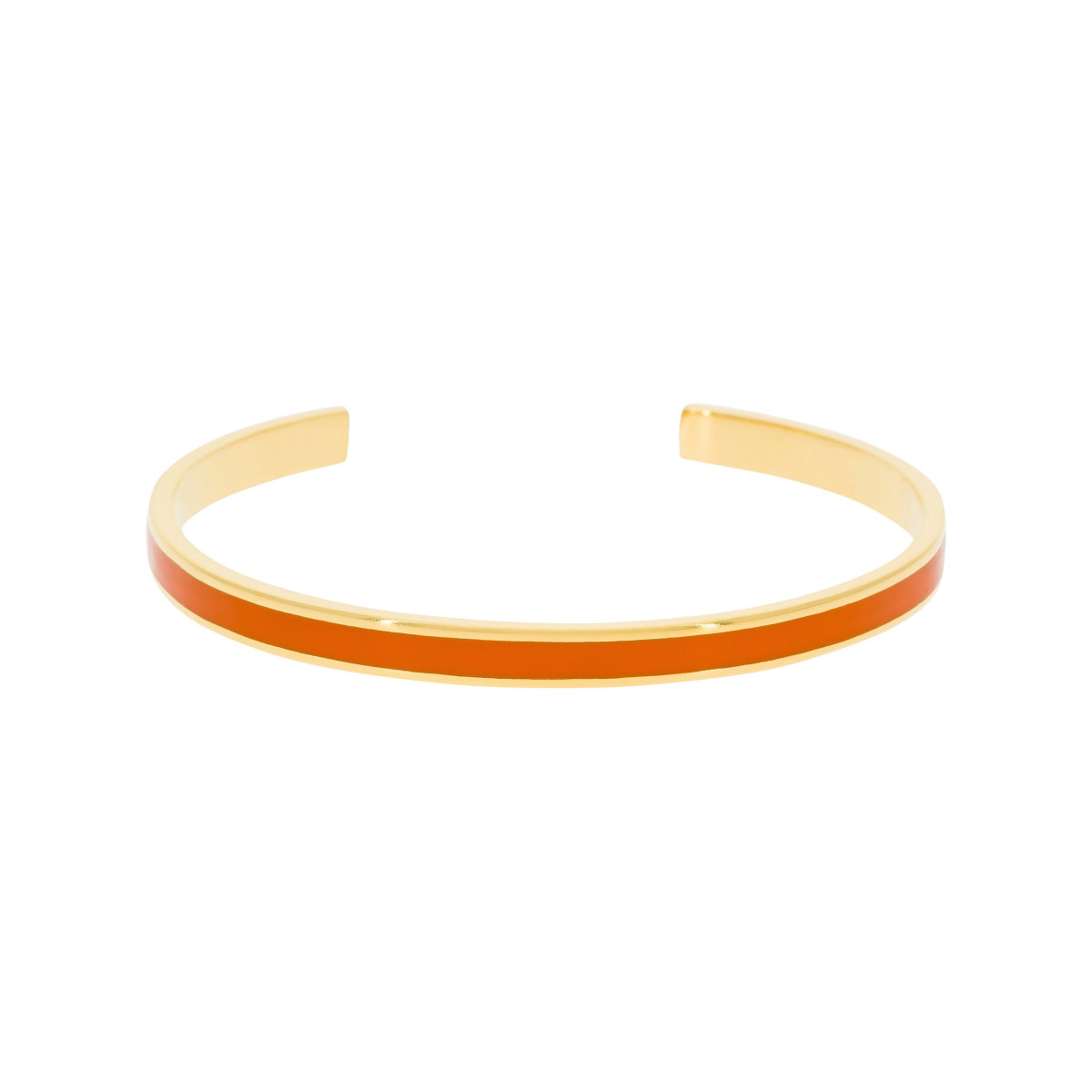 Bracelet jonc ouvert "CORFOU" Émail orange finition dorée