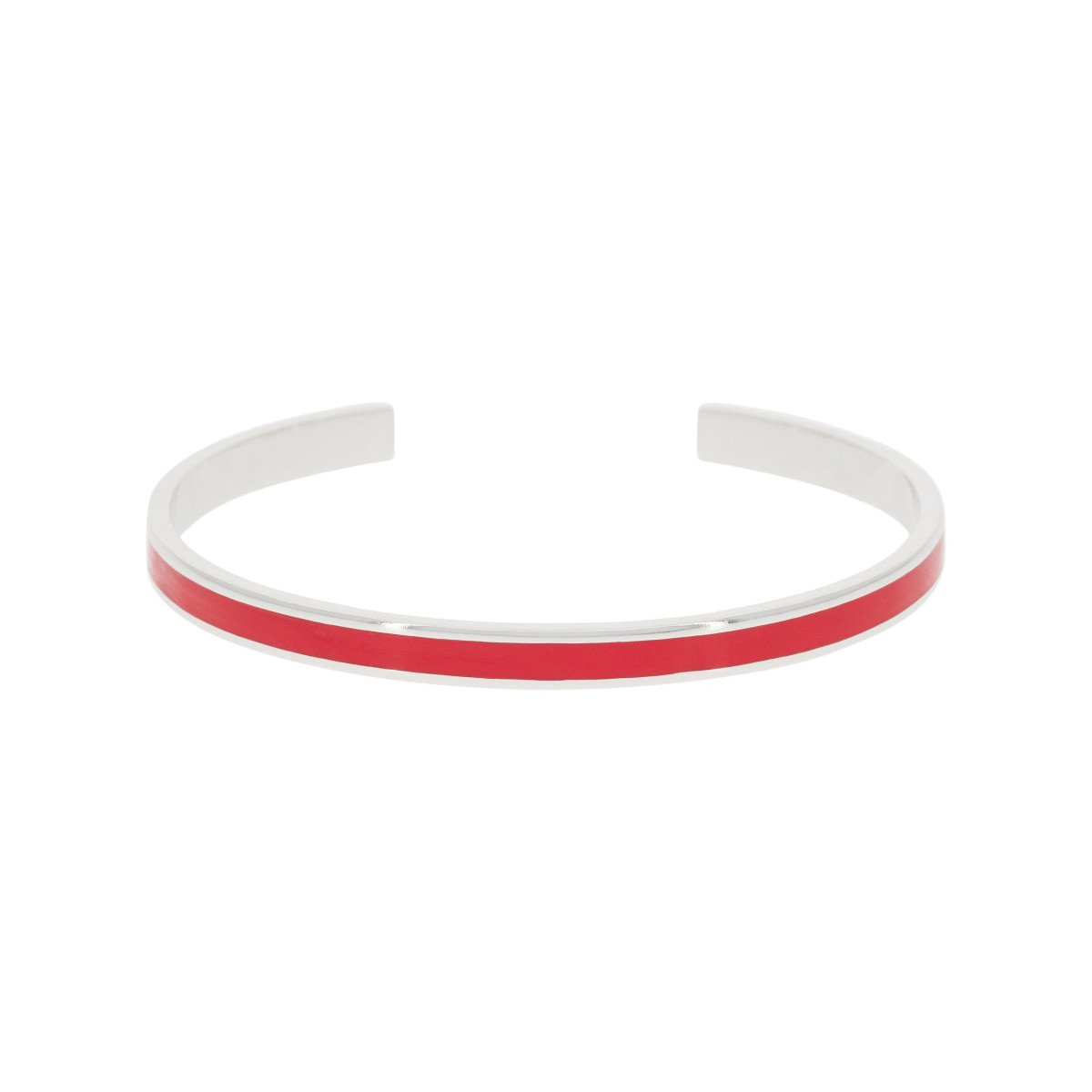 Bracelet jonc ouvert Émail rose finition rosée Bracelet jonc ouvert "CORFOU" Émail rouge finition argentée