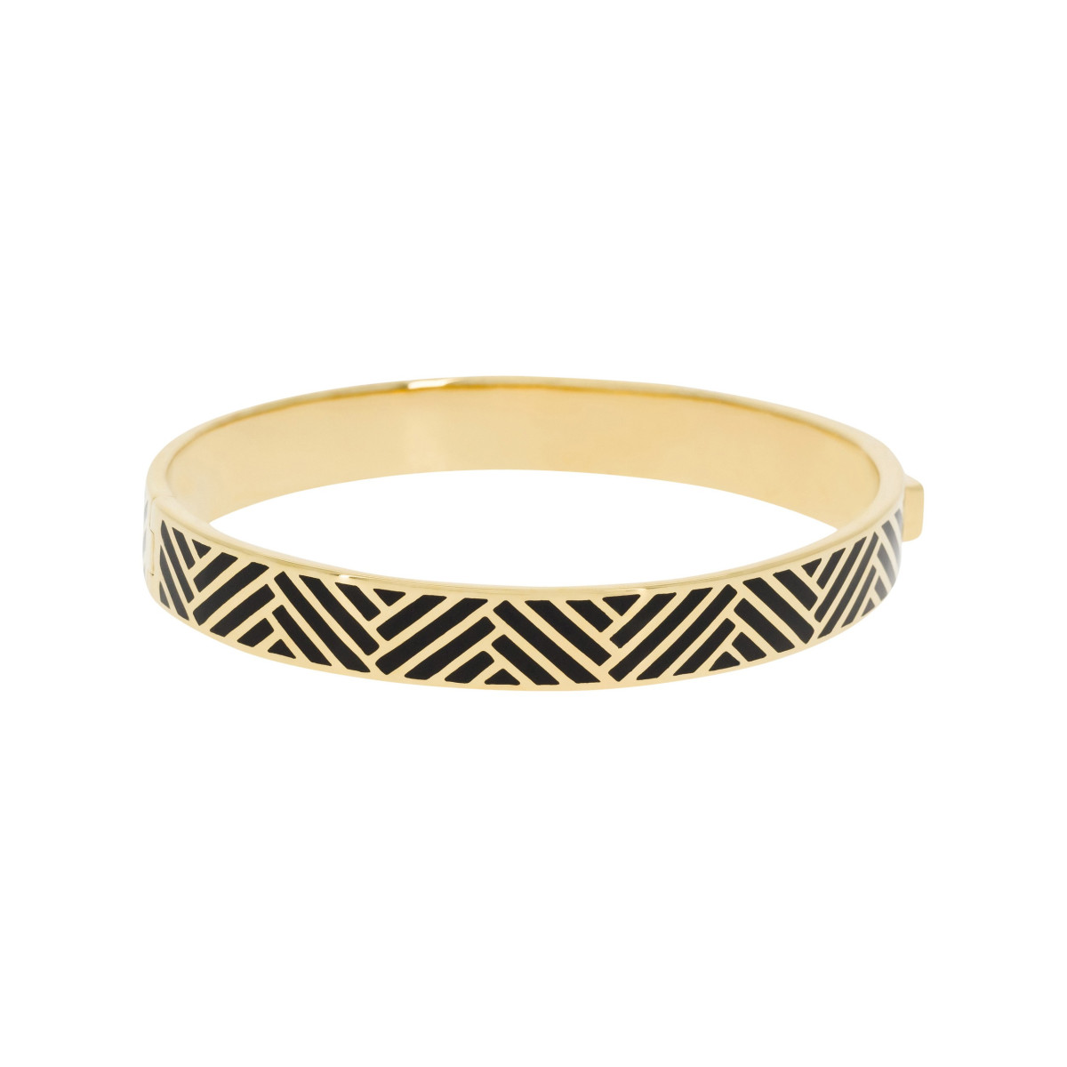 Bracelet Jonc MELODIA émail noir finition dorée
