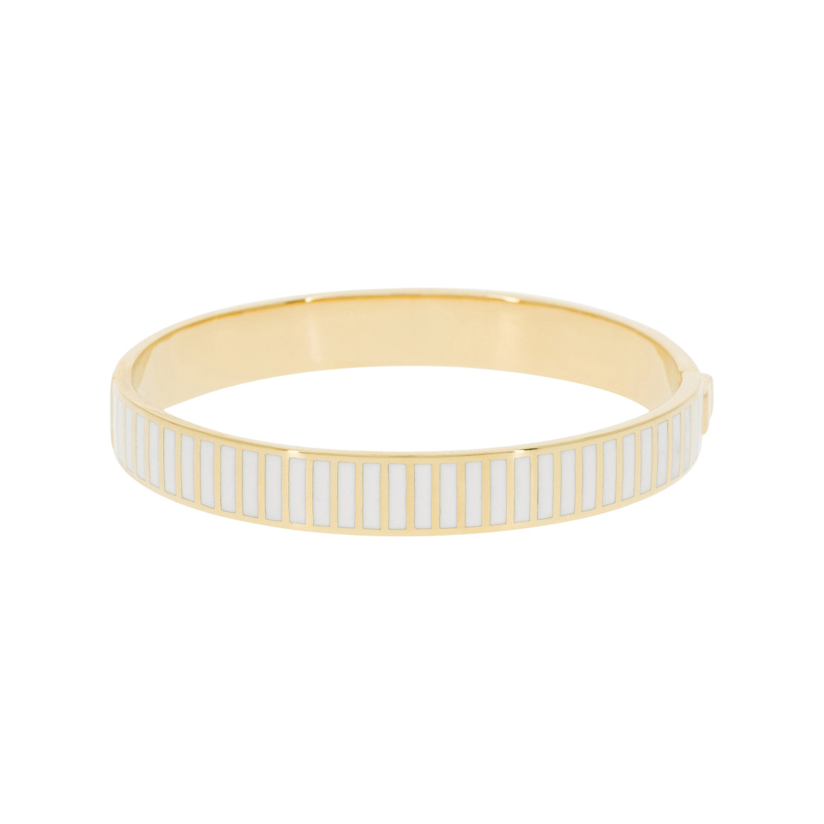 Bracelet jonc "OIA" Émail blanc finition dorée Bracelet Jonc POESIA émail blanc finition dorée