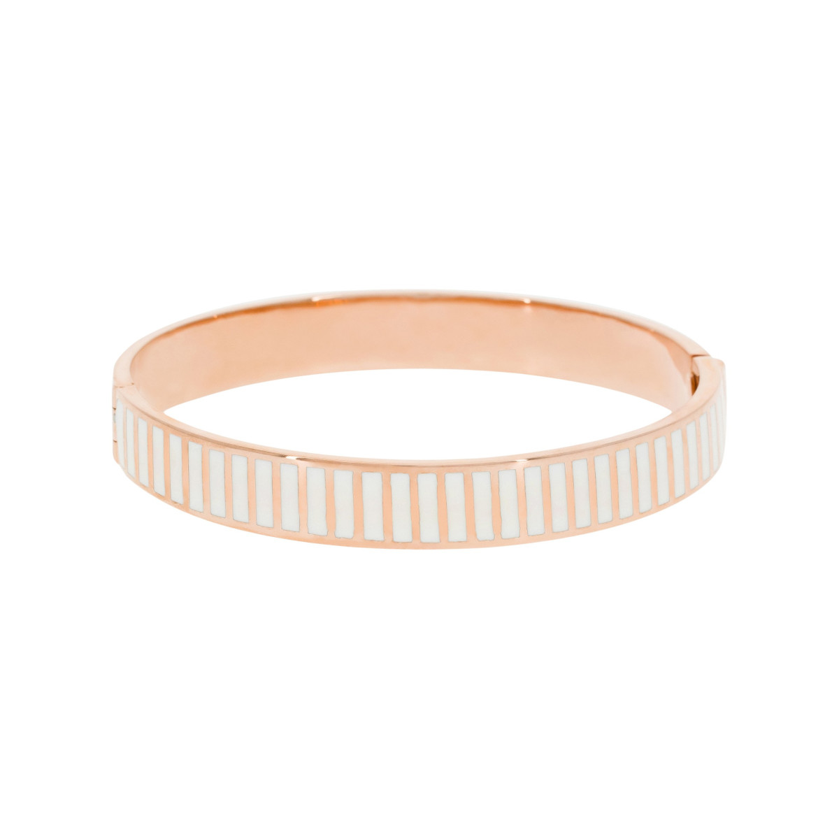 Bracelet jonc "OIA" Émail blanc finition rosée Bracelet Jonc POESIA émail blanc finition rosée