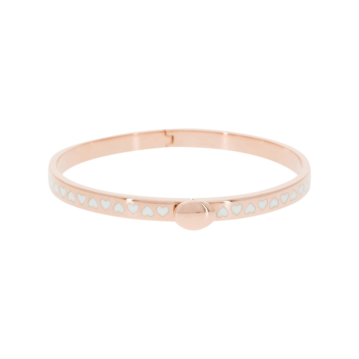 Bracelet jonc "SANTIAGO" Émail blanc finition rosée