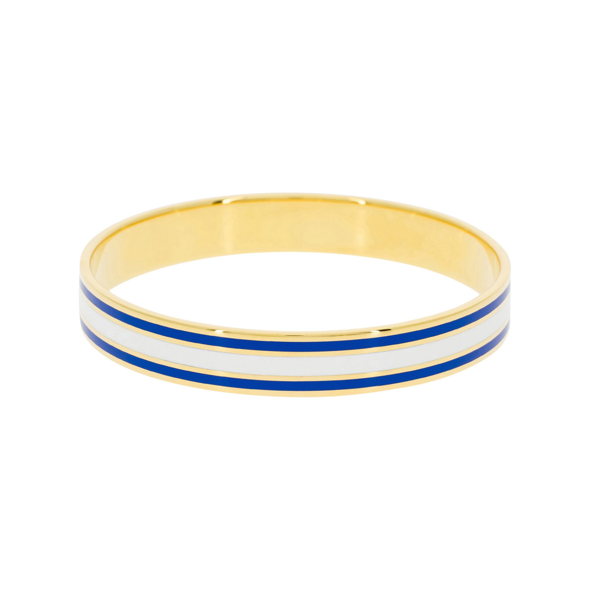 Sublime Brelecet Dorée Bracelet jonc "FARO" Émail bleu finition dorée