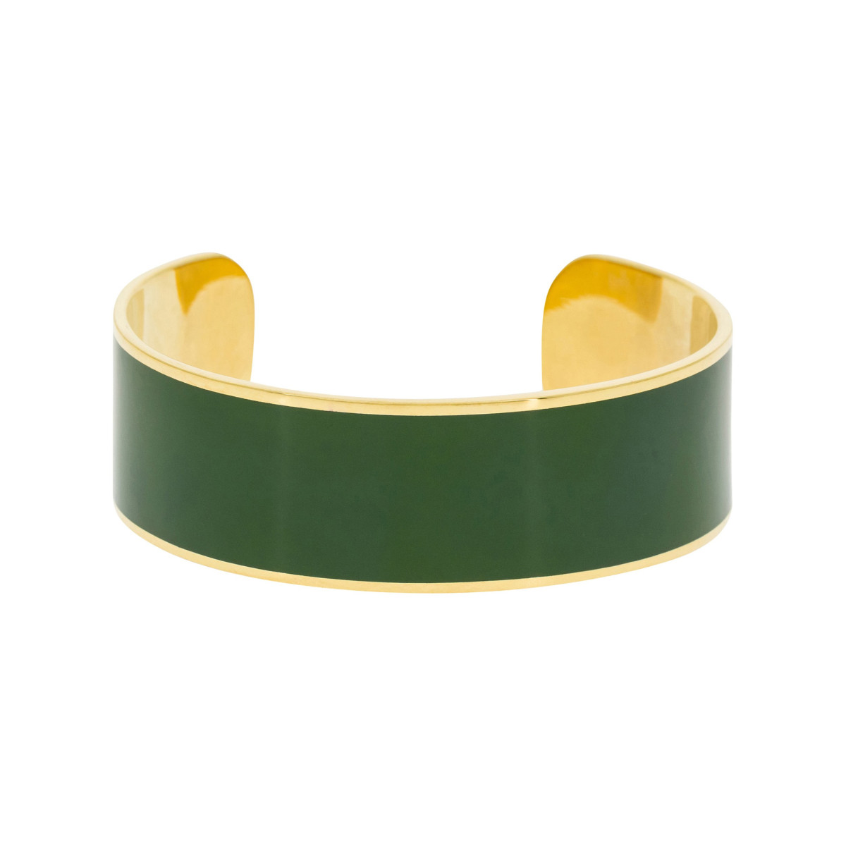 Bracelet manchette "OSLO" Émail vert finition dorée