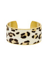 Bracelet manchette "MOSCOU" fausse fourrure leopard finition dorée
