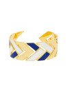 Bracelet manchette LISBONNE Émail blanc et bleu finition dorée