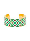 Bracelet manchette Émail multicolore bordeaux finition dorée