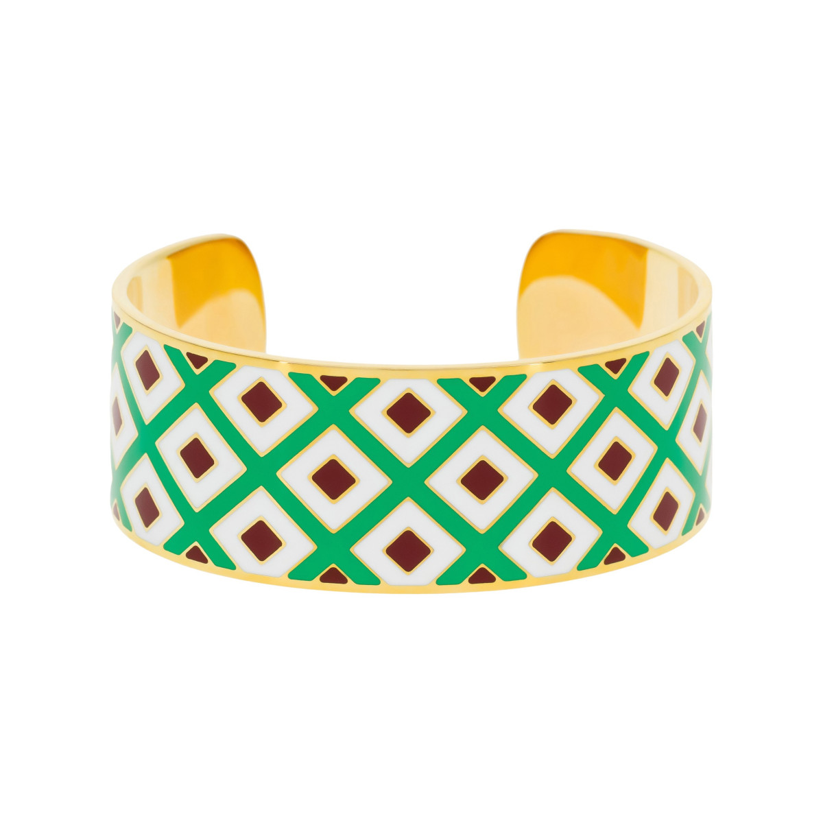 Bracelet manchette "NAIROBI" Émail multicolore bordeaux finition dorée