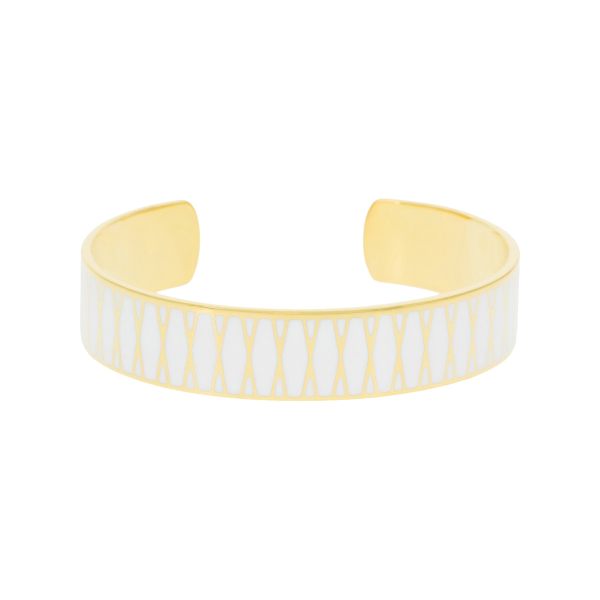 Bracelet jonc ouvert "PALMA'' Émail blanc finition dorée Bracelet Manchette POETIKA émail blanc finition dorée
