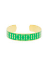 Bracelet jonc ouvert Émail vert finition dorée