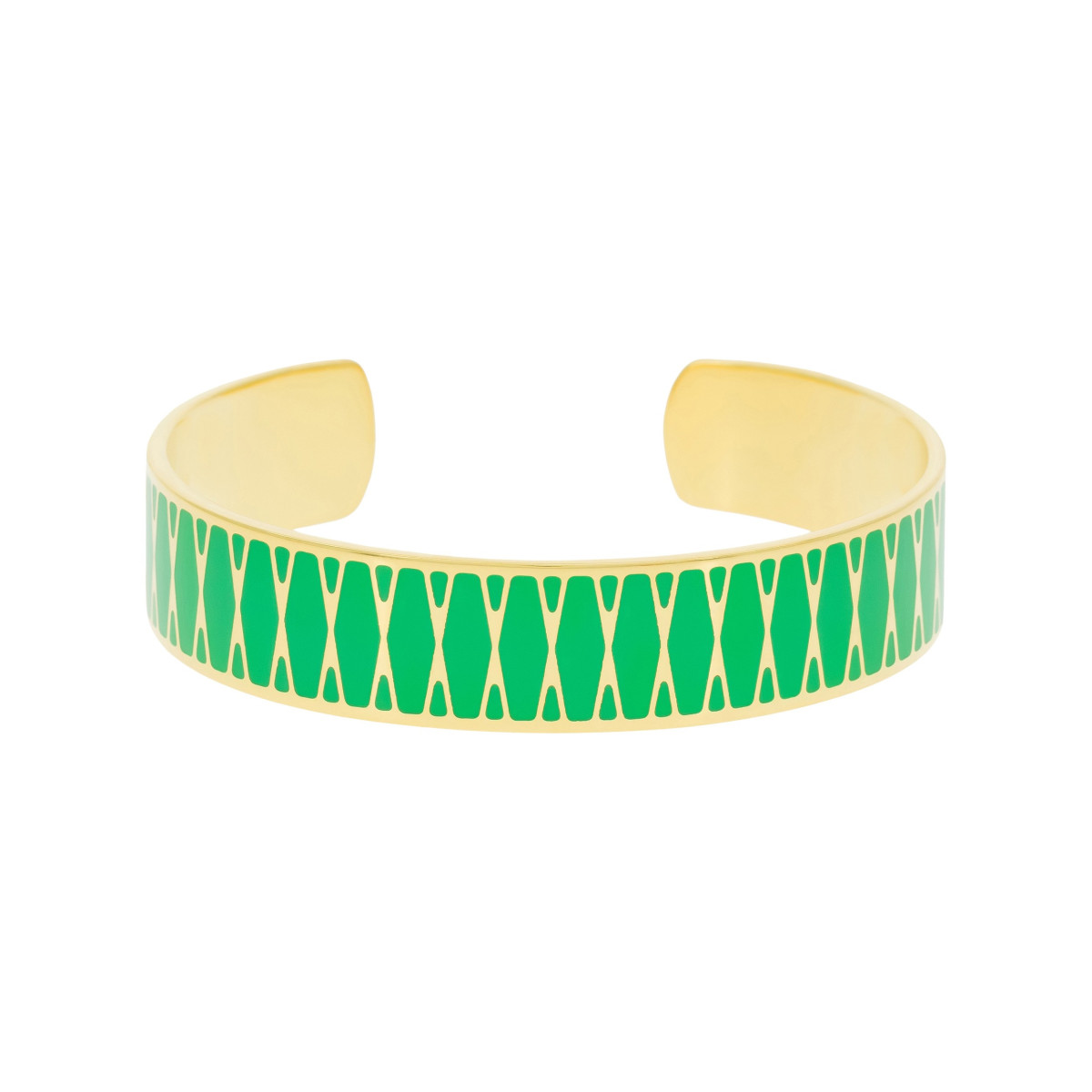 Bracelet jonc ouvert "PALMA" Émail vert finition dorée