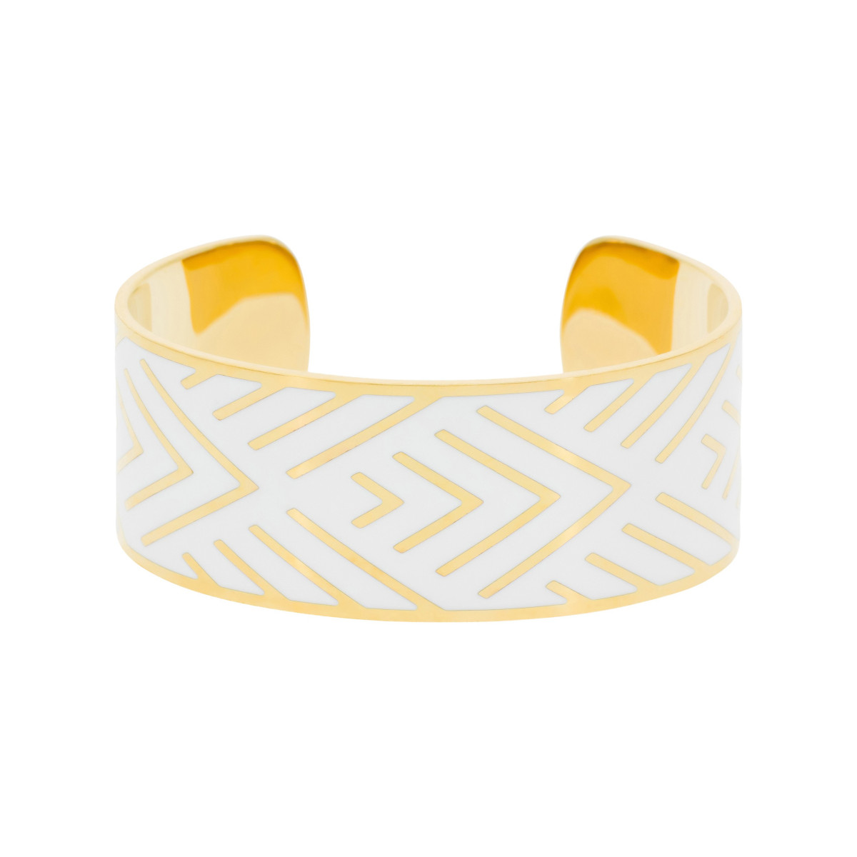 Bracelet manchette "MEXICO" Émail blanc finition dorée Bracelet Manchette HARMONIEA émail blanc finition dorée