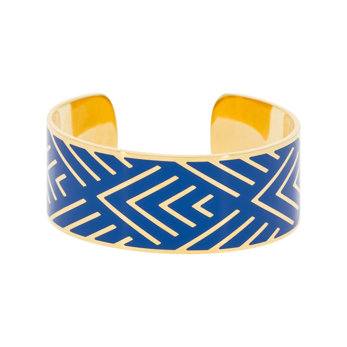 Bracelet Manchette HARMONIEA émail bleu finition dorée