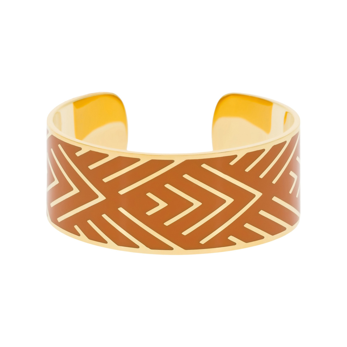 Bracelet Manchette HARMONIEA émail orange finition dorée