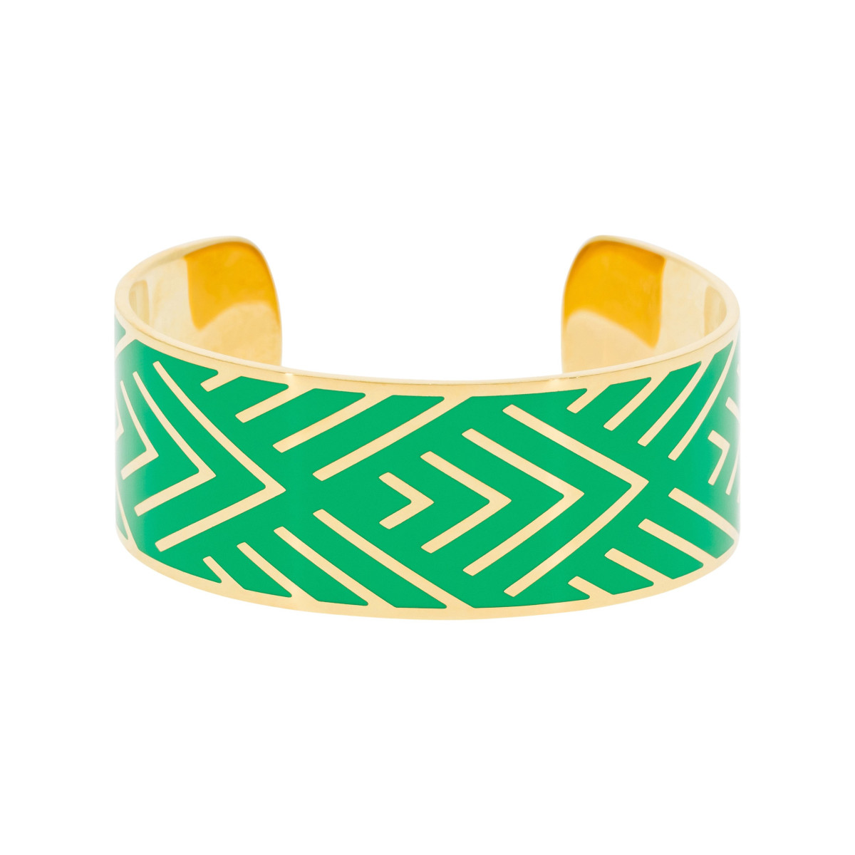Bracelet Manchette HARMONIEA émail vert finition dorée