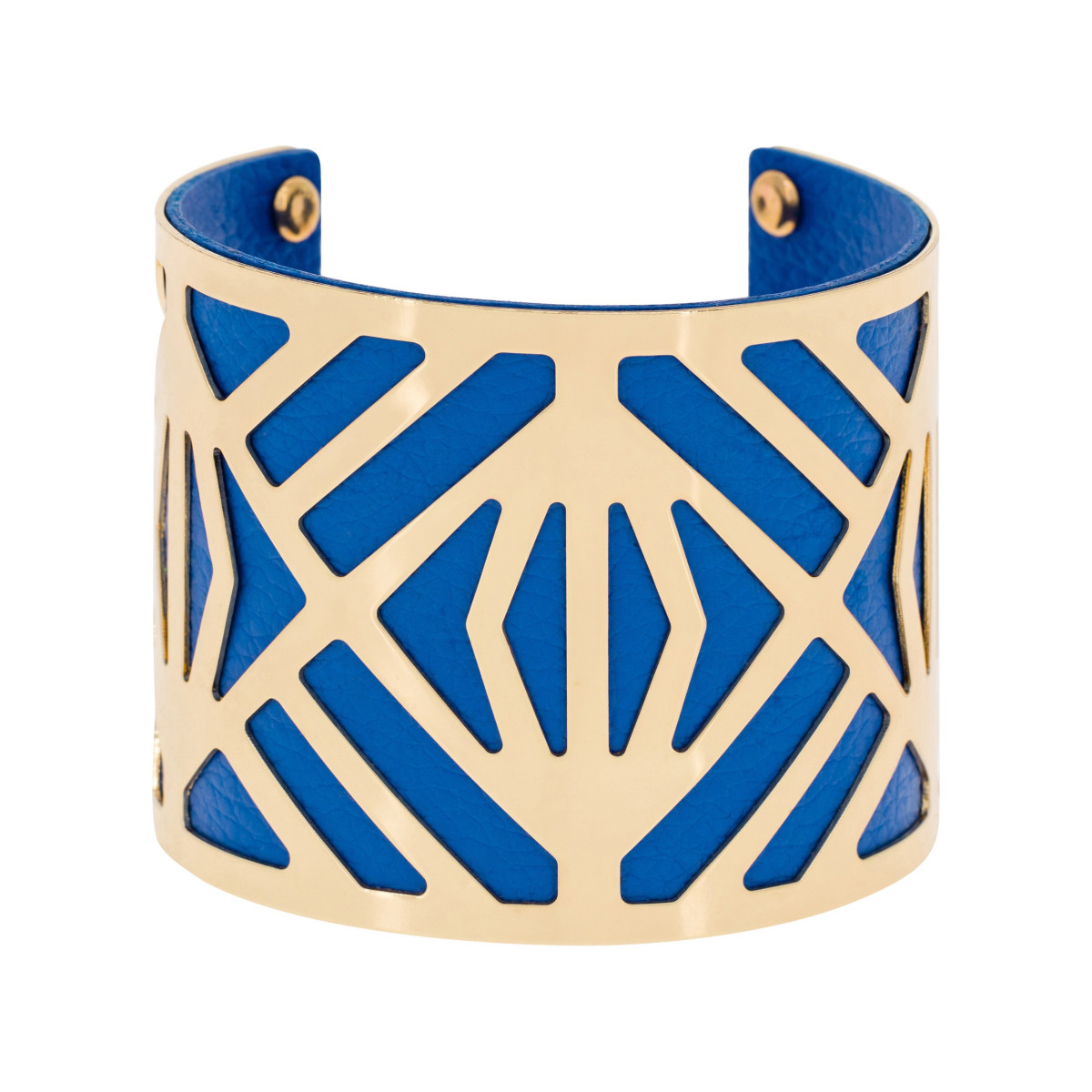 Bracelet Manchette DESIGNIA bleu finition dorée