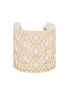 Bracelet manchette "BANGALORE" finition dorée simili cuir blanc