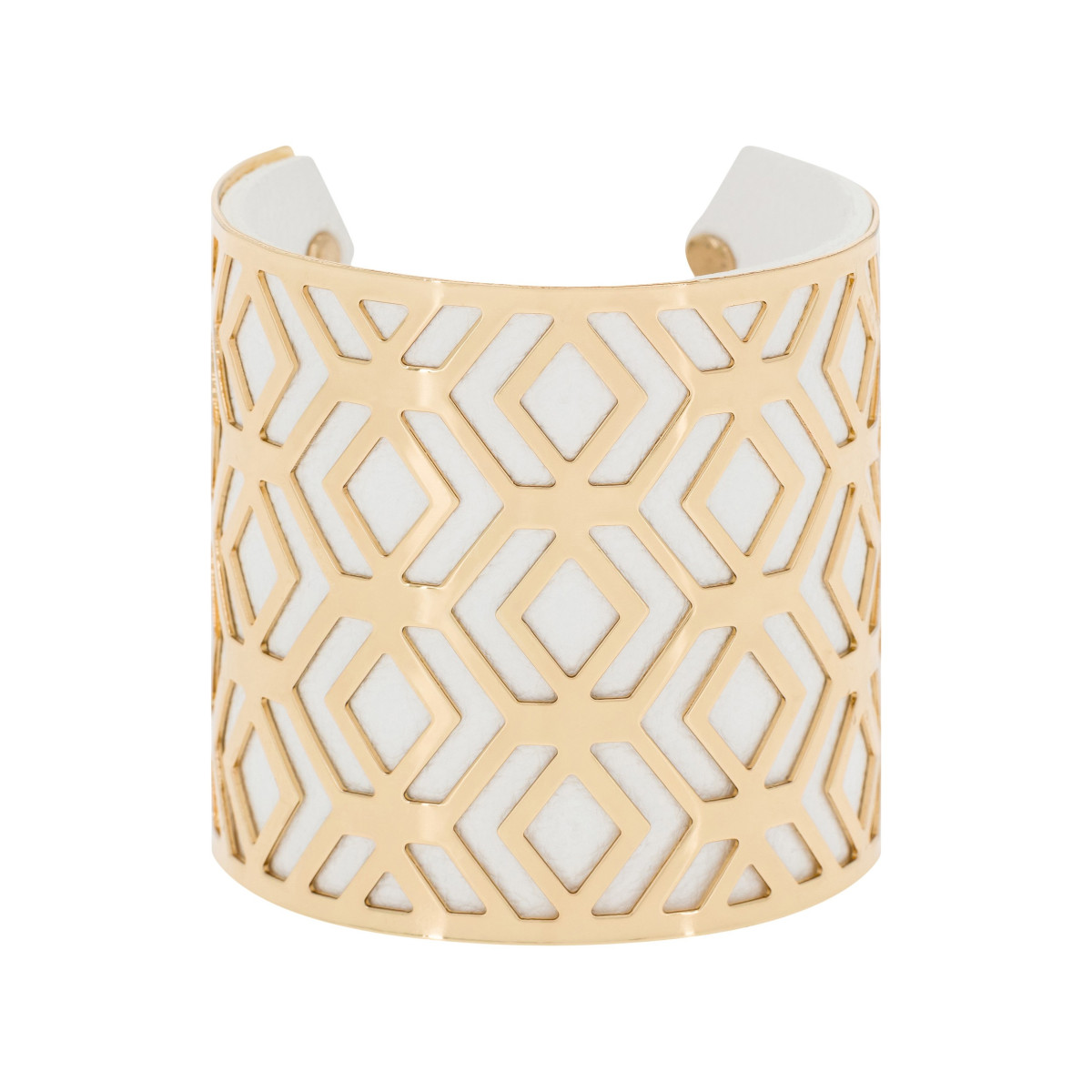 Bracelet Manchette SOLFEA blanc finition dorée