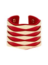 Bracelet Manchette Zadar finition dorée et simili cuir rouge