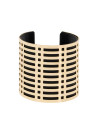 bracelet manchette colombo finition dorée simili cuir noir