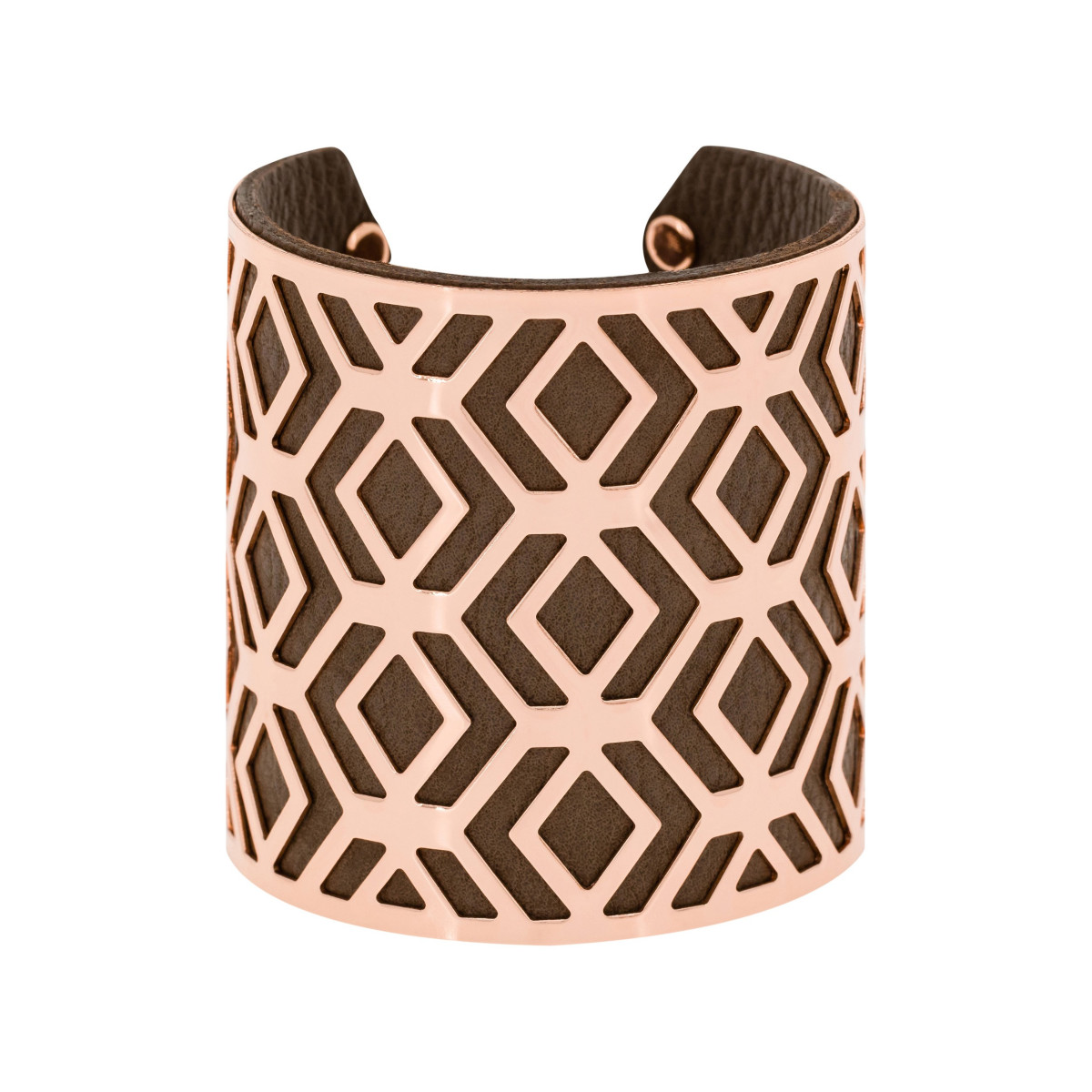 Bracelet manchette "BANGALORE" finition rosée simili cuir marron Bracelet manchette "BANGALORE" finition rosée simili cuir marron