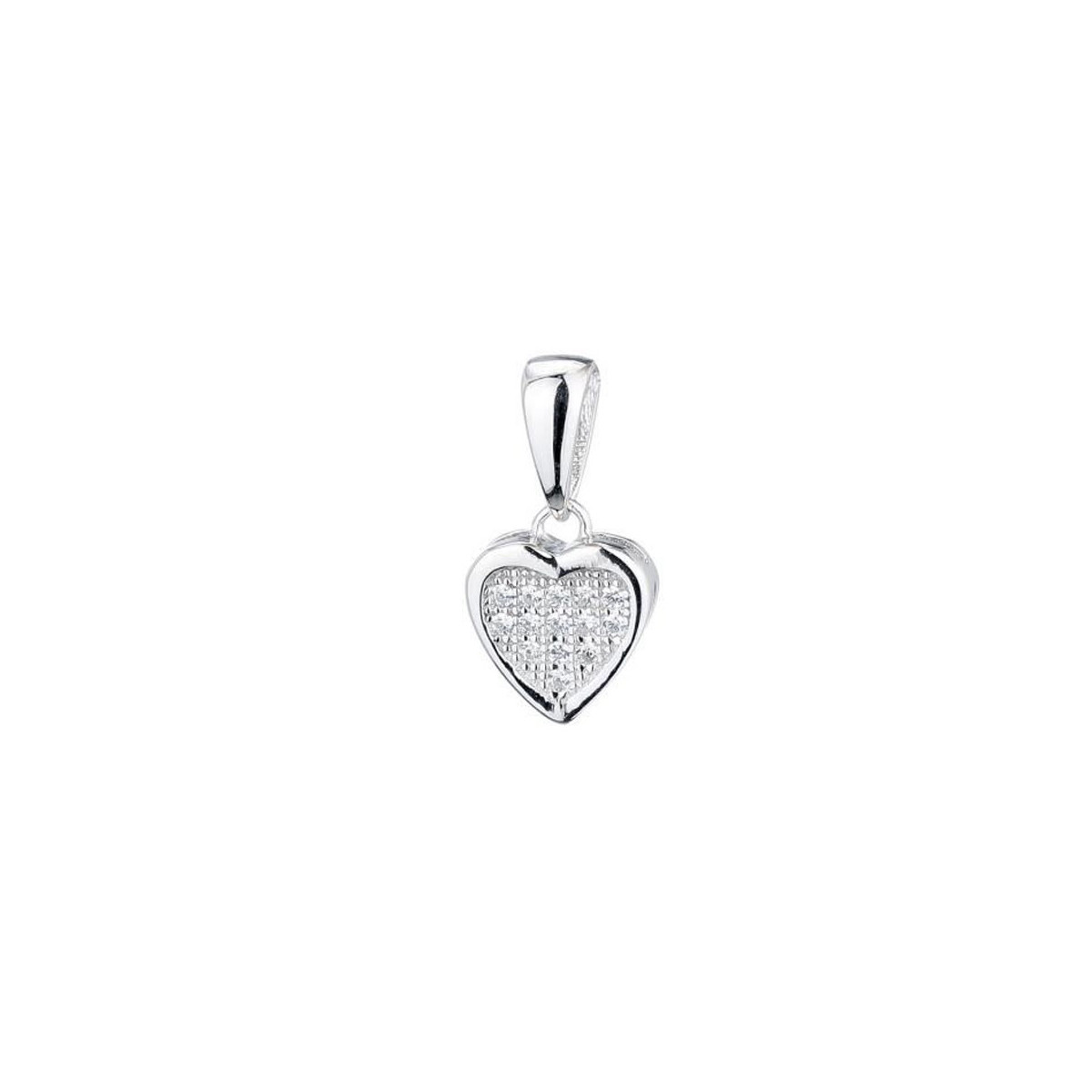 Pendentif en argent et oxydes de zirconium "Cœur Plein" Pendentif Argent et oxydes de zirconium "Coeur Plein" + chaine argent offerte